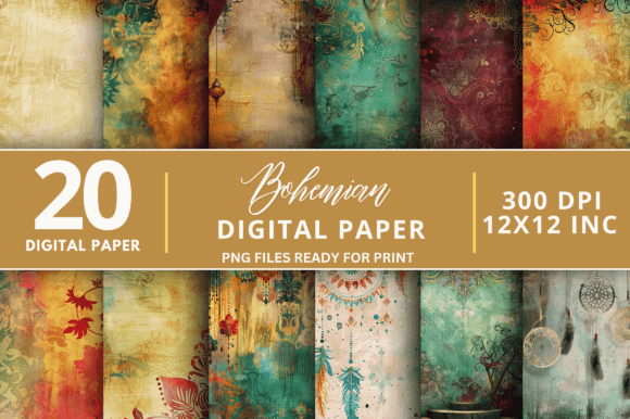 Download Bohemian Digital Paper Bundle - Bohemian digital paper Collection