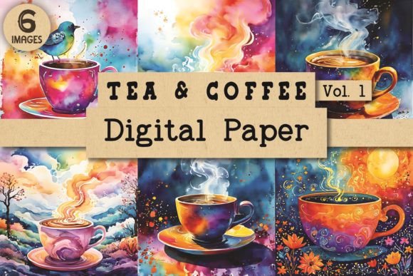 Download Tea and Coffee Digital Paper Vol. 1 - Coffee digital paper Collection