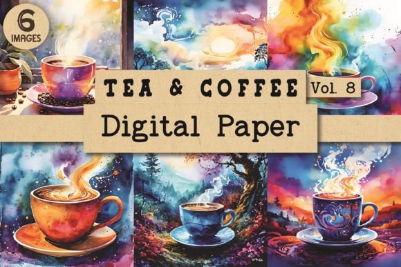 Download Tea and Coffee Digital Paper Vol. 8 - Coffee digital paper Collection