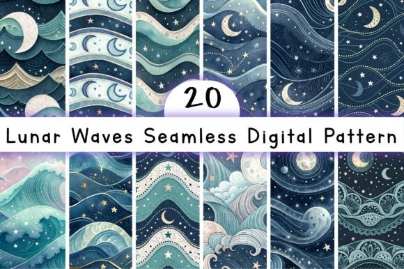 Download Lunar Waves Seamless Digital Pattern - Seamless digital pattern Collection