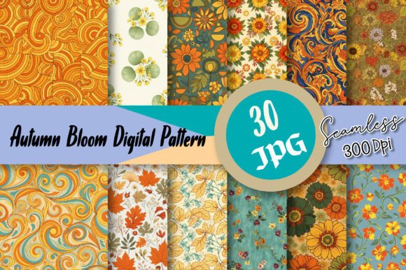 Download Autumn Bloom Seamless Digital Pattern - Seamless digital pattern Collection