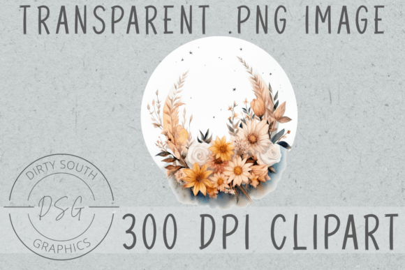 Download Watercolor Floral Moon Clip Art - Premium Resources