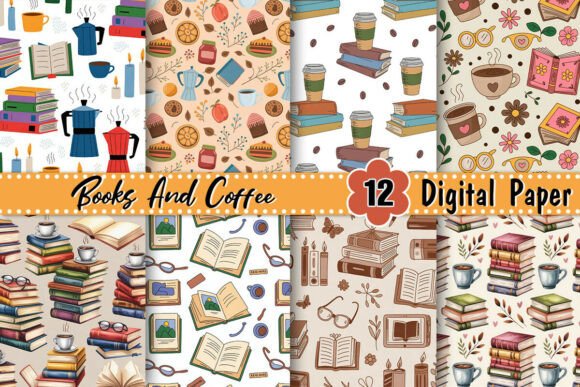 Download Books and Coffee Digital Paper - Coffee digital paper Collection