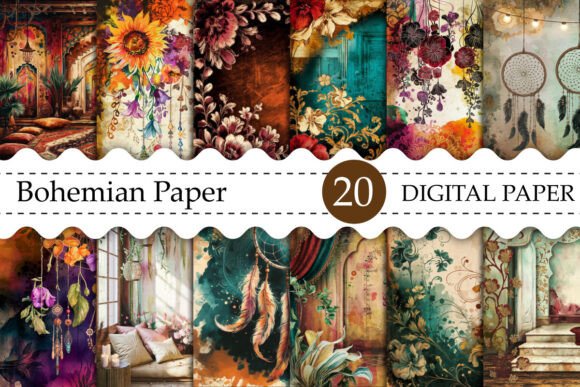 Download Bohemian Digital Paper Bundle - Bohemian digital paper Collection