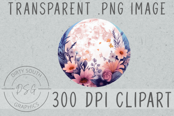 Download Watercolor Floral Moon Clip Art - Premium Resources