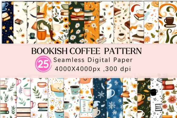 Download Bookish Coffee Digital Paper - Coffee digital paper Collection