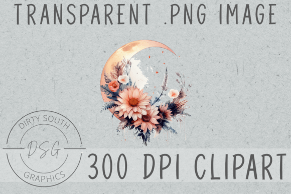 Download Floral Watercolor Moon Clip Art - Premium Resources